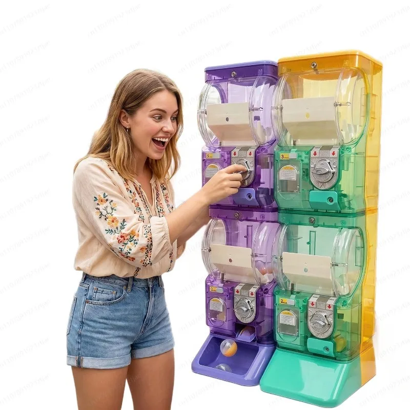 Arcade Vending & Laundry - آلة غاشابون شفافة بيضاء ذات طبقتين،