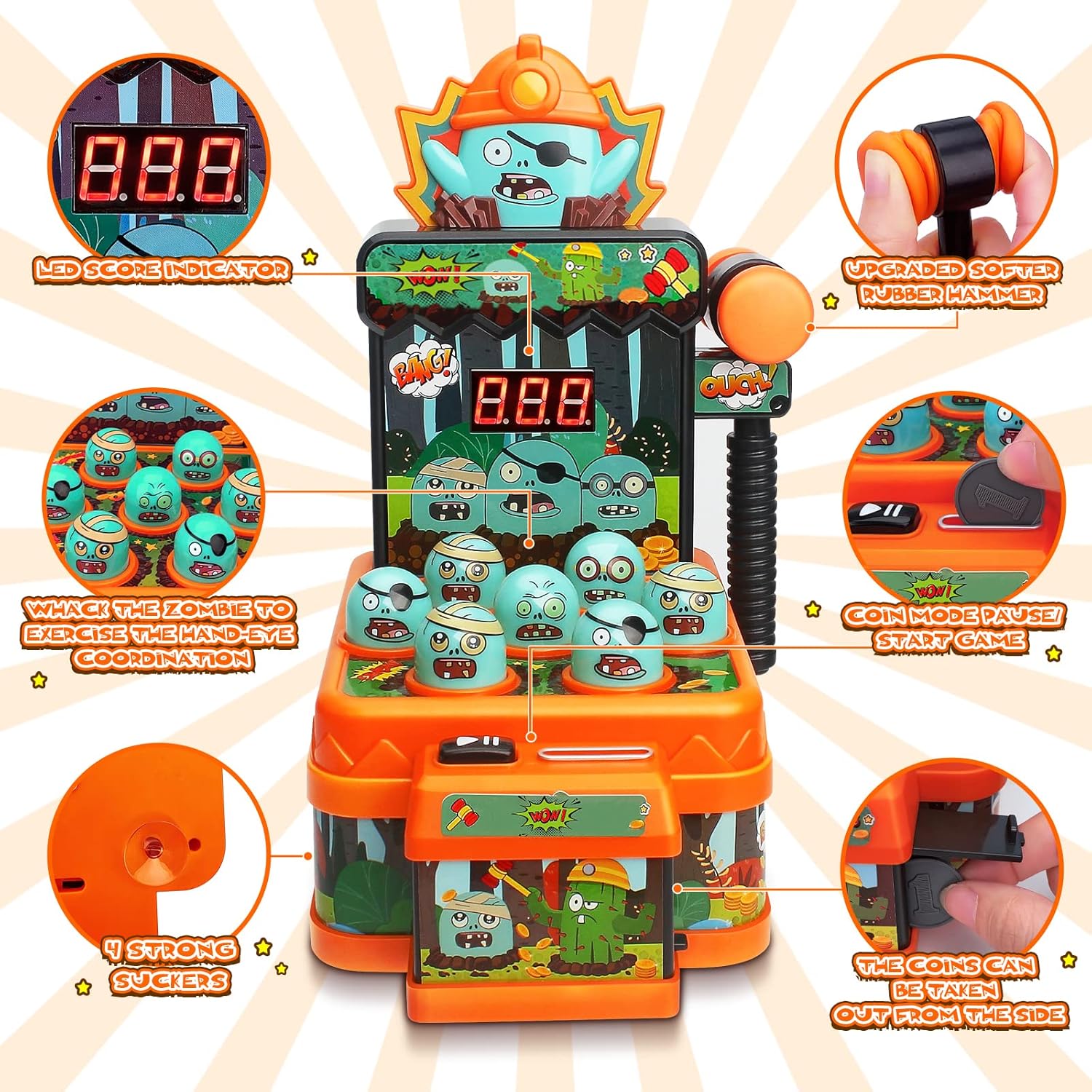 ألعاب لعبة زومبي كرتونية صغيرة - مراجعة Whack A Mole Arcade وسعره